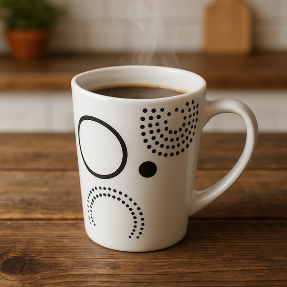 Gibson Home 8 oz Black And White Mug Cup Set Of 4 Modern Retro Design - Picture 4 of 11